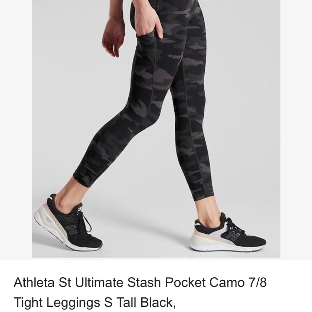 Athleta camo black leggings pocket